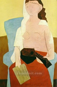 Mujer con mandolina cubista de 1909 Pablo Picasso Pinturas al óleo